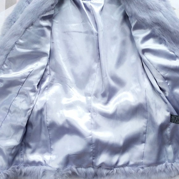 Lilac Genuine Rabbit Fur Coat with Belt Size S - Picture 6 of 8